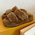 LOUIS VUITTON LV SUNSET PLATFORM COMFORT MULE IN CHOCOLATE BROWN SHEARLING
