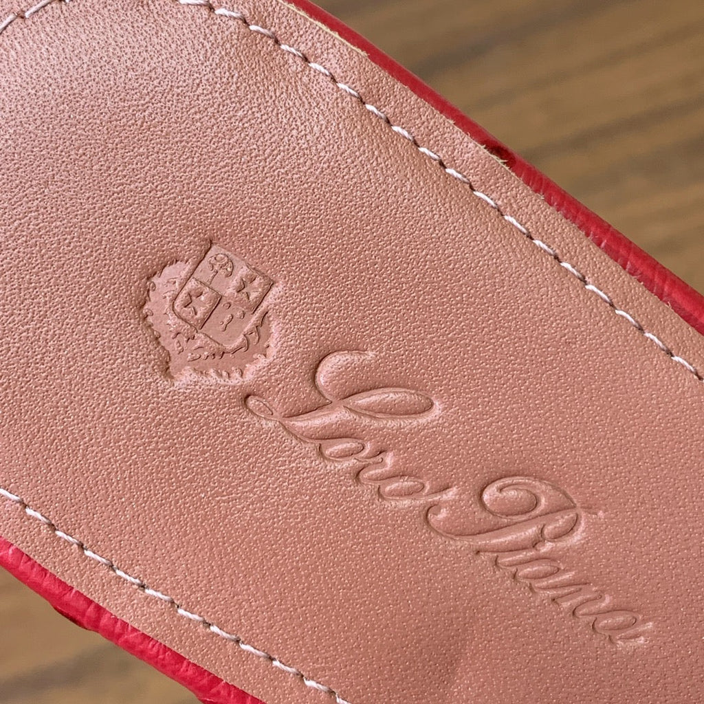 FLAT SLIPPERS IN RED LAMBSKIN OSTRICH SKIN