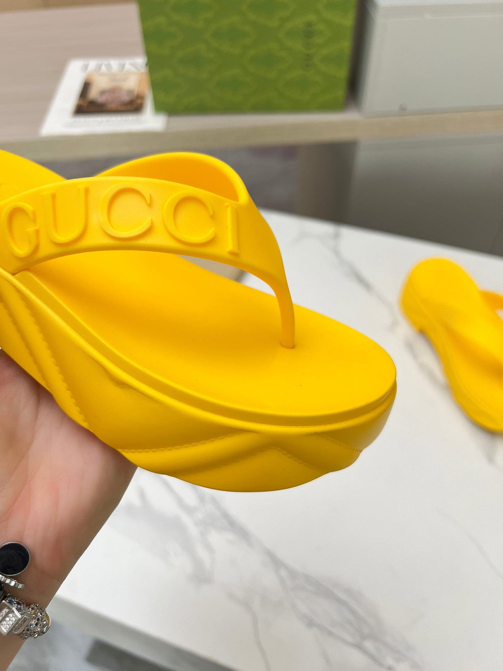 GUCCI THONG PLATFORM IN BRIGHT YELLOW IMPORTED TPU