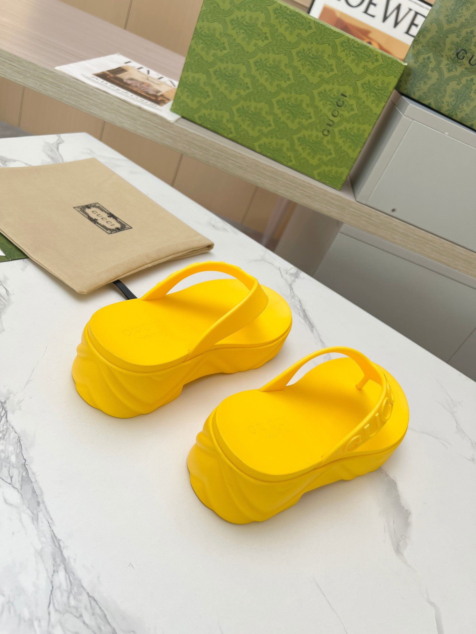 GUCCI THONG PLATFORM IN BRIGHT YELLOW IMPORTED TPU