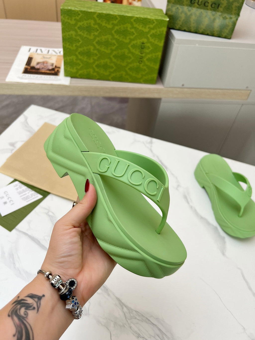 GUCCI THONG PLATFORM IN PISTACHIO GREEN IMPORTED TPU