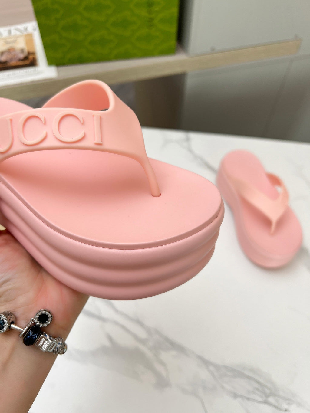 GUCCI THONG PLATFORM 5 CM IN LIGHT PINK IMPORTED TPU
