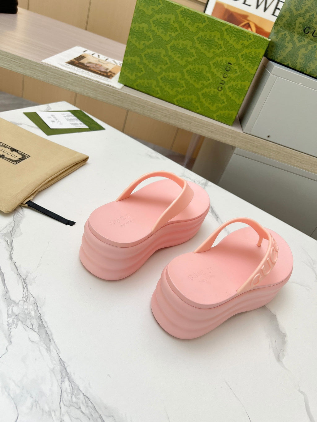 GUCCI THONG PLATFORM 5 CM IN LIGHT PINK IMPORTED TPU