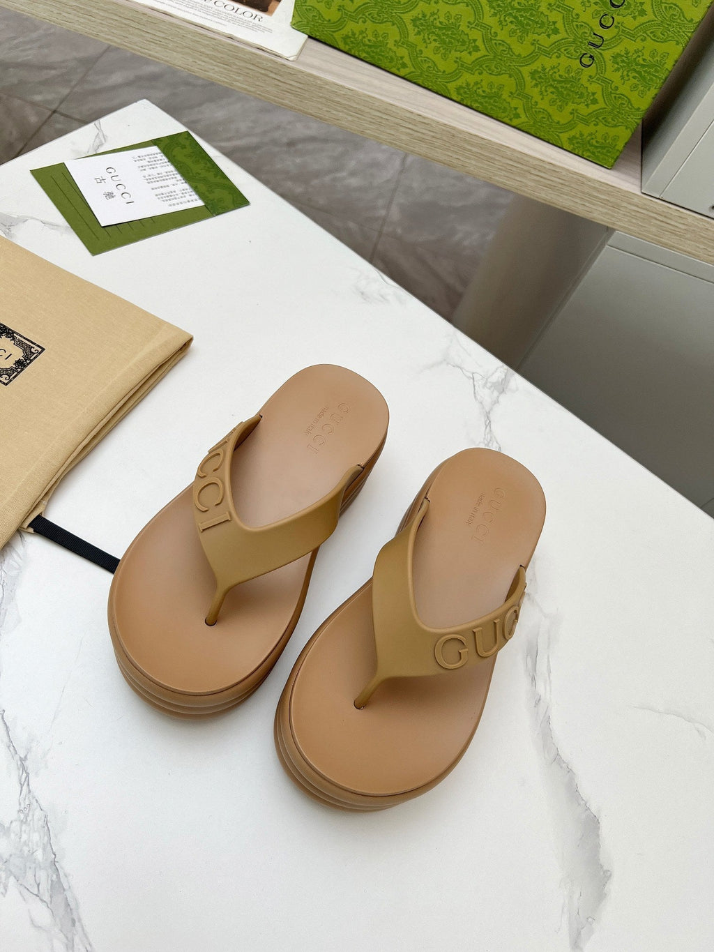 GUCCI THONG PLATFORM 5 CM IN CIDER BROWN IMPORTED TPU
