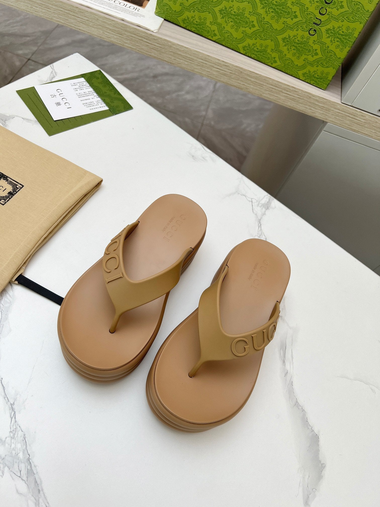 GUCCI THONG PLATFORM 5 CM IN CIDER BROWN IMPORTED TPU