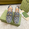 GUCCI HIGH - HEEL SLINGBACK WITH HORSEBIT LIGHT GRAY CALFSKIN