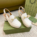 GUCCI HIGH - HEEL SLINGBACK WITH HORSEBIT WHITE CALFSKIN