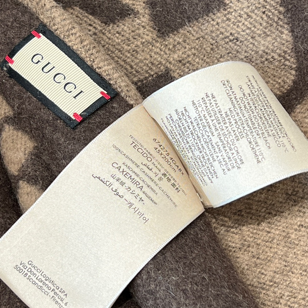 GUCCI PONCHO 200 CM IN CHOCOLATE BROWN MONOGRAM CASHMERE 405021