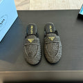 PRADA CROCHET SPECIAL MULES BLACK LAMBSKIN