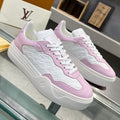 LOUIS VUITTON LV WOMEN GROOVY PLATFORM IN WHITE MIX LIGHT PINK EMBOSSED CALFSKIN