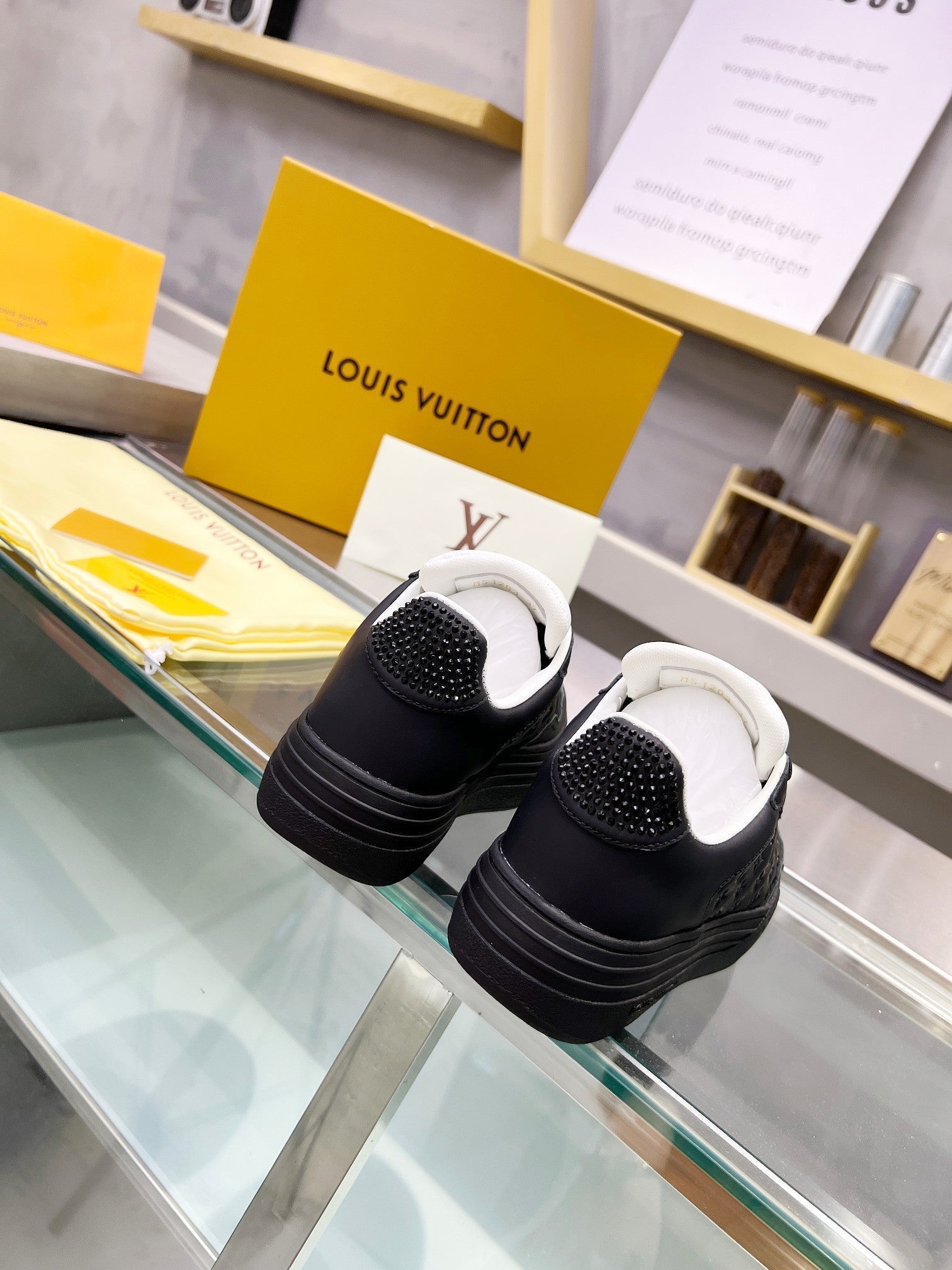 LOUIS VUITTON LV WOMEN GROOVY PLATFORM IN BLACK EMBOSSED CALFSKIN