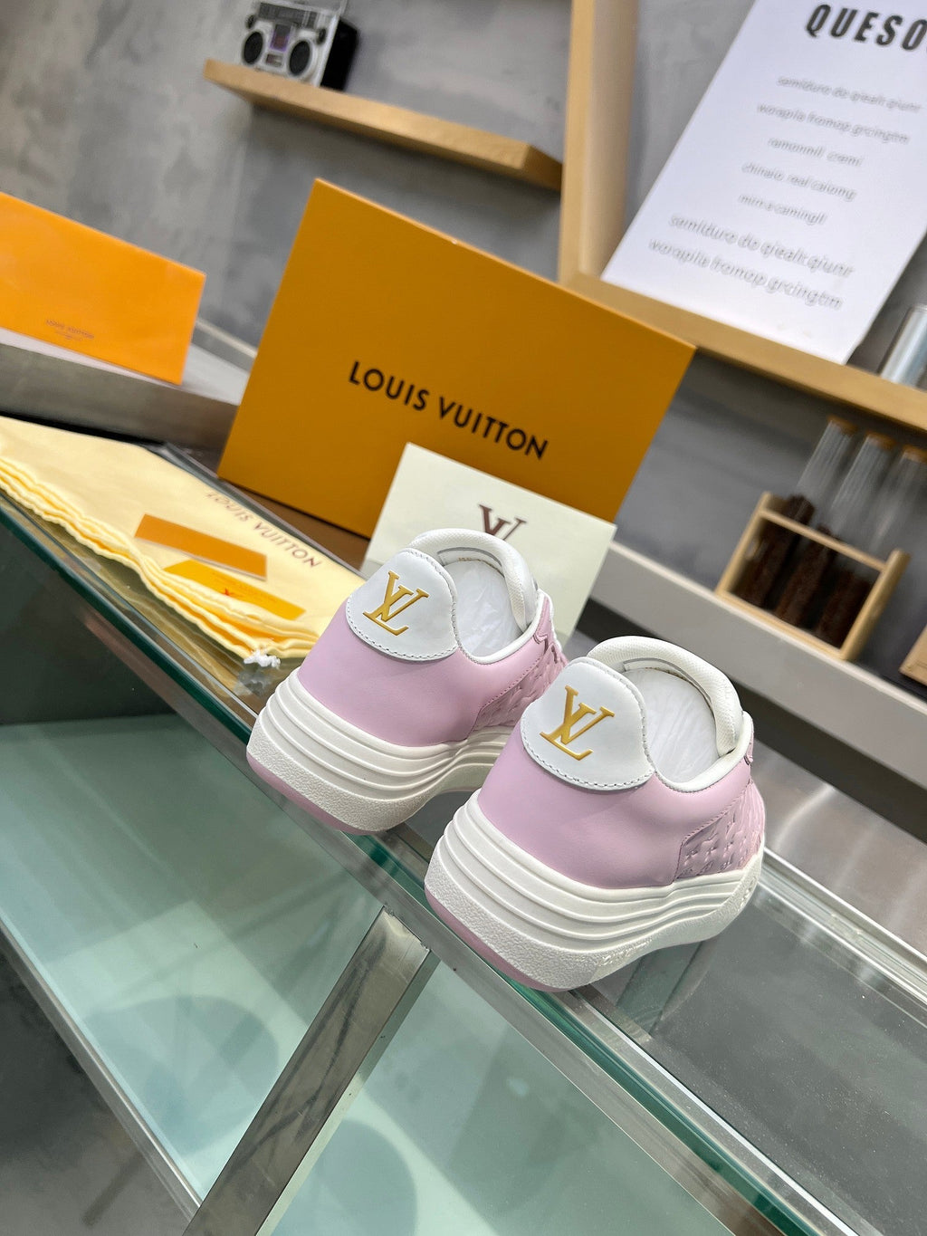 LOUIS VUITTON LV WOMEN GROOVY PLATFORM IN LIGHT PINK EMBOSSED CALFSKIN