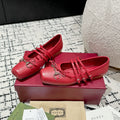 GUCCI MARY JANE FLAT IN CRIMSON RED CALFSKIN