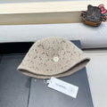 CHANEL BUCKET HAT KHAKI BROWN KNITTED FABRIC WITH RABBIT FUR 428091