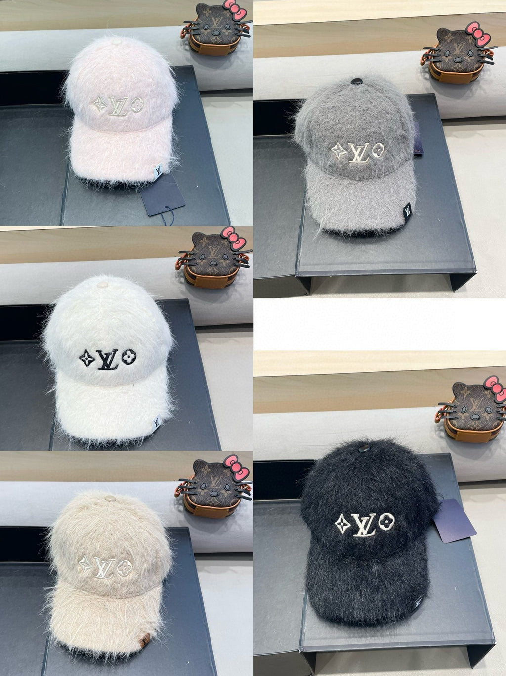 LOUIS VUITTON BASEBALL CAP IN BLACK RABBIT FUR 434936