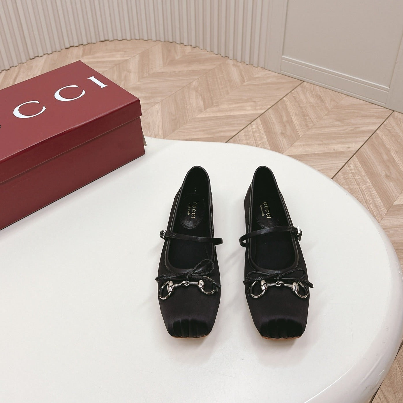 GUCCI BALLET FLAT BLACK SILK