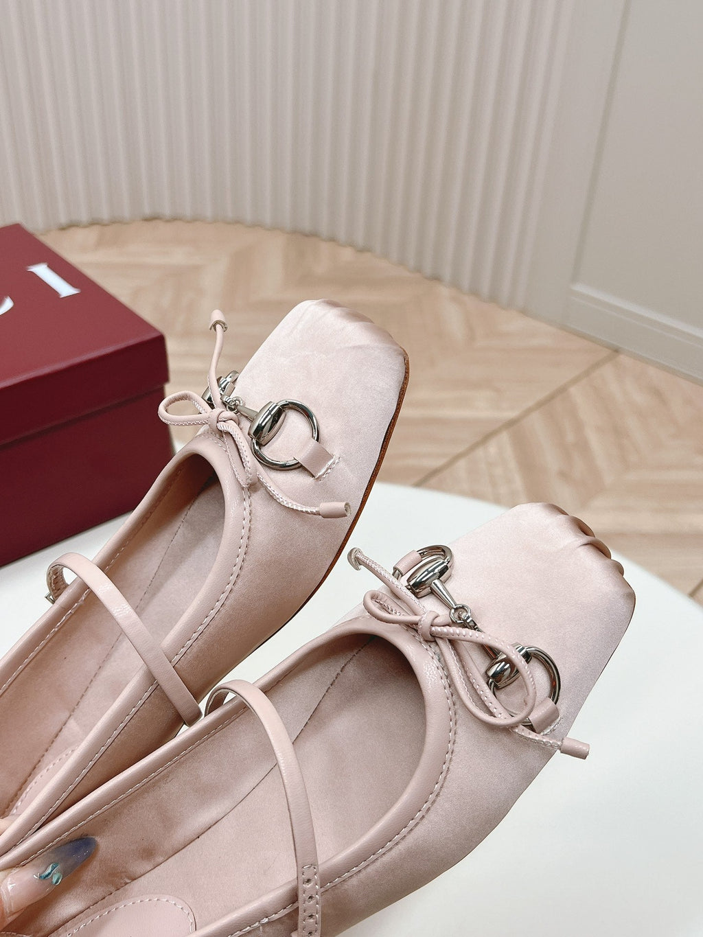 GUCCI BALLET FLAT PASTEL PINK SILK
