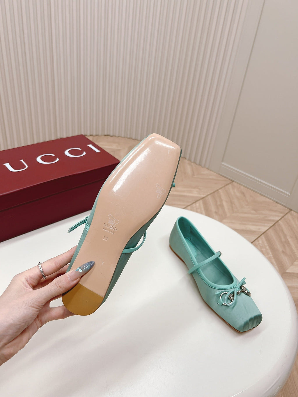 GUCCI BALLET FLAT ARCTIC SILK