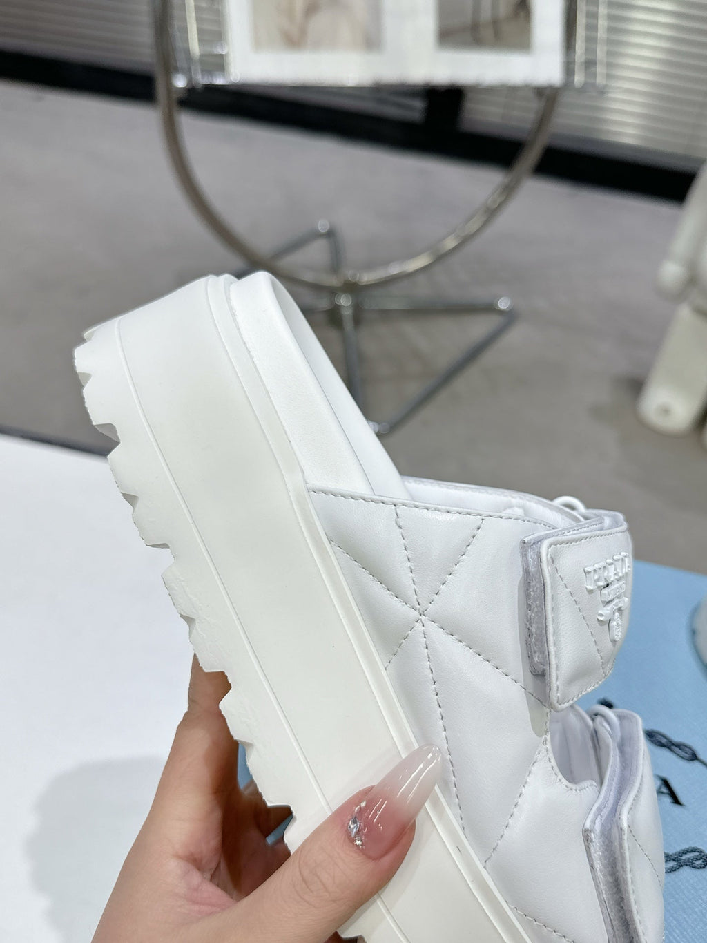 PRADA STRAP SANLS 55MM IN WHITE CALFSKIN
