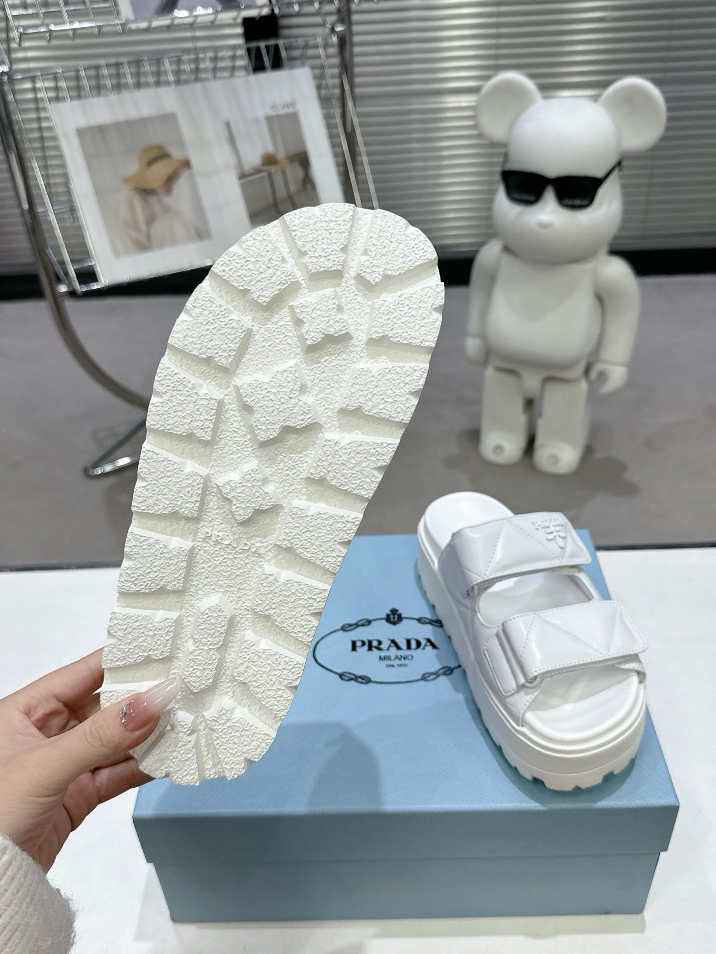PRADA STRAP SANLS 55MM IN WHITE CALFSKIN