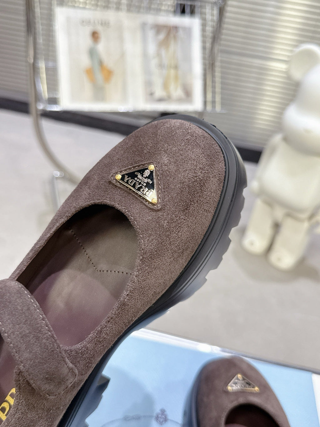 PRADA 25S PLATFORM MARY JANE SHOES IN RK BROWN SUEDE STYLE 3
