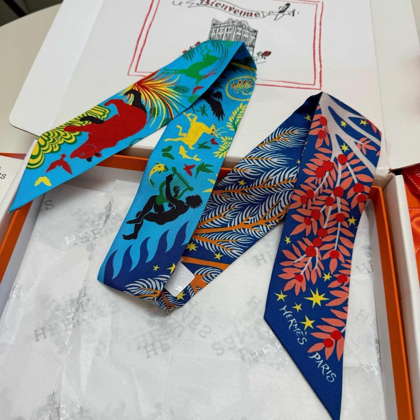 HERMES HERMES 25S SILK NECKERCHIEF 86 IN SILK 714353