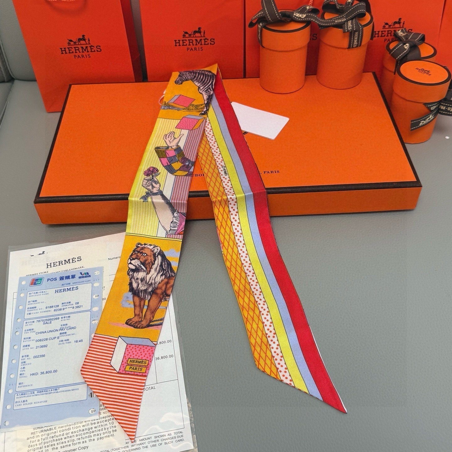 HERMES HERMES 25S SILK NECKERCHIEF 86 IN SILK 714360