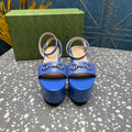 GUCCI HORSEBIT FLATFORM SANDAL COBALT CALFSKIN