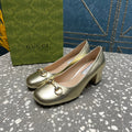 GUCCI HIGH PUMP 55MM IN GOLDEN SHEEPSKIN