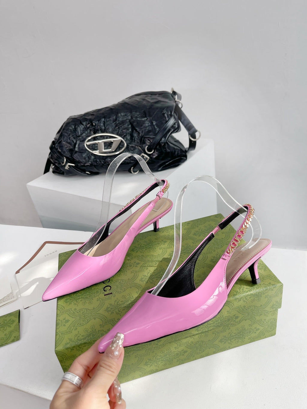 GUCCI SIGNORIA 45 SLINGBACK PUMP TAFFY LAMBSKIN