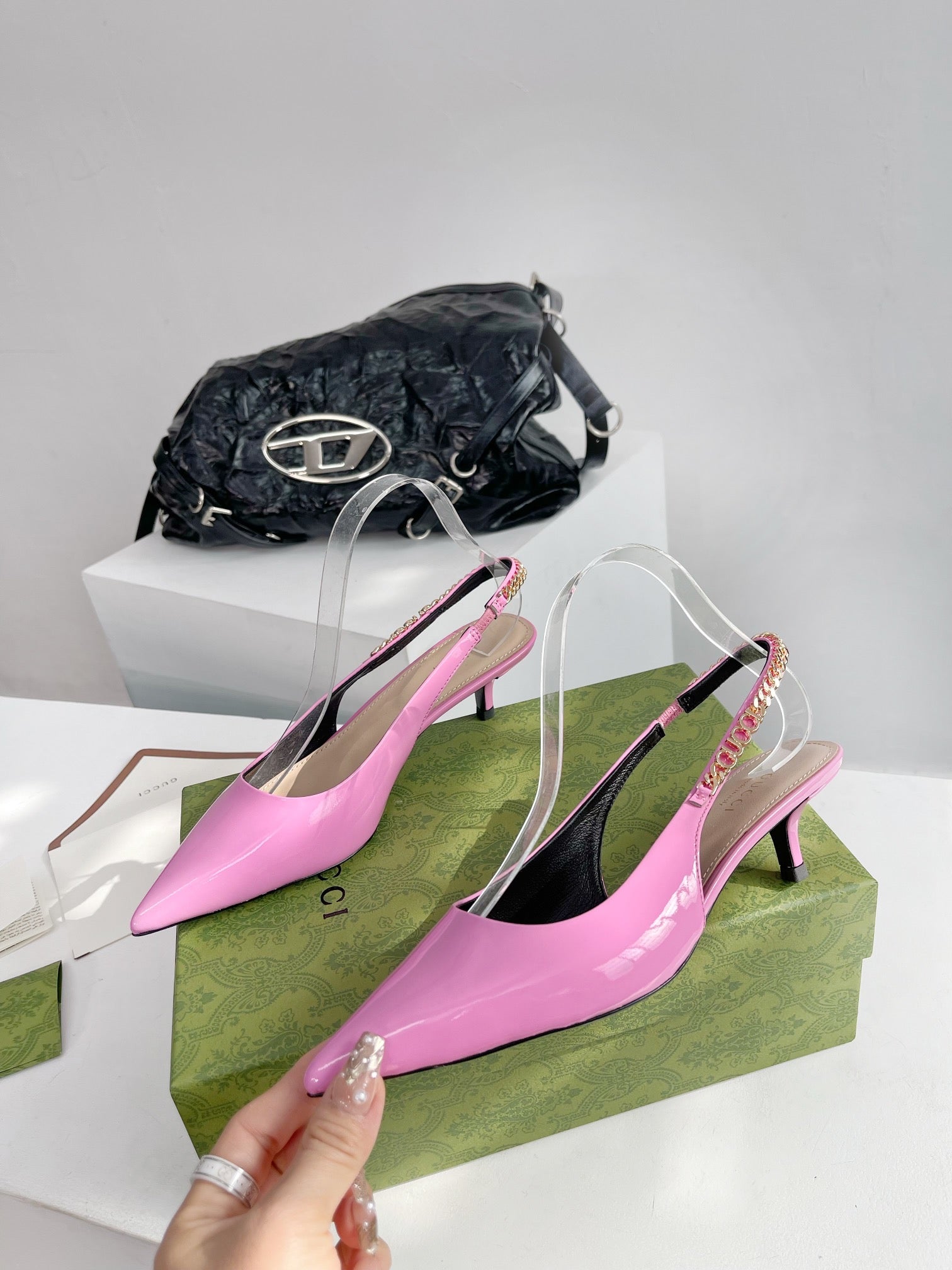 GUCCI SIGNORIA 45 SLINGBACK PUMP TAFFY LAMBSKIN