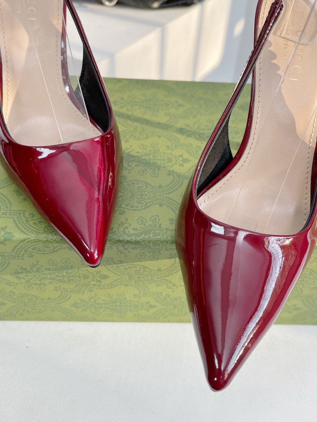 GUCCI SIGNORIA 45 SLINGBACK PUMP BLOOD LAMBSKIN