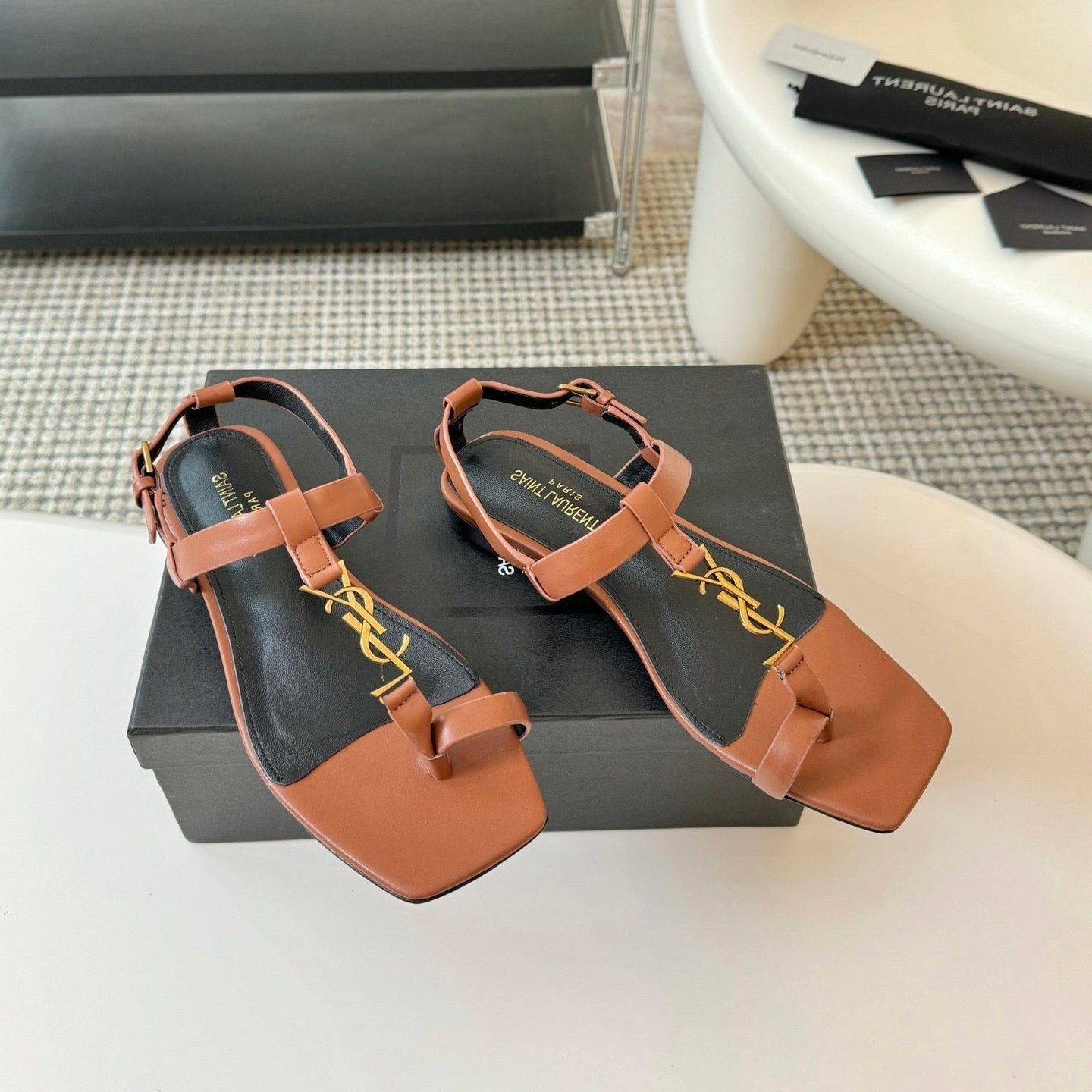 SL CASSANDRA ONE SANDAL FLAT CIDER CALFSKIN