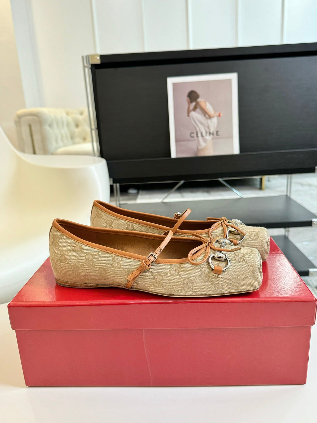 GUCCI BALLET FLAT TORTILLA FABRIC