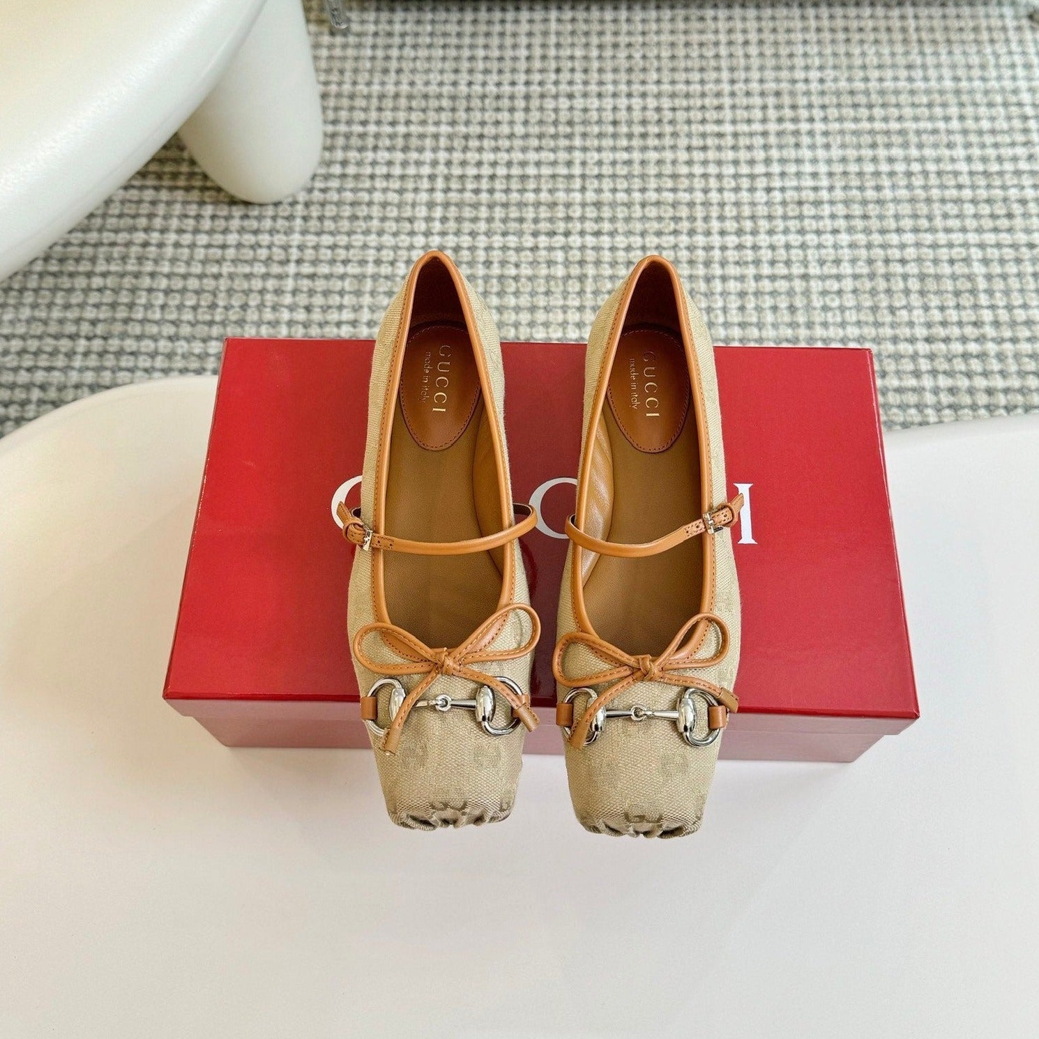GUCCI BALLET FLAT TORTILLA FABRIC