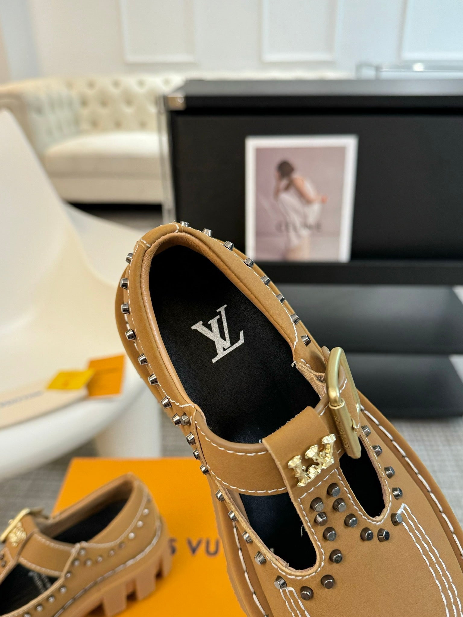 LOUIS VUITTON LV CHECKER MARY JANE IN PEANUT BROWN CALFSKIN