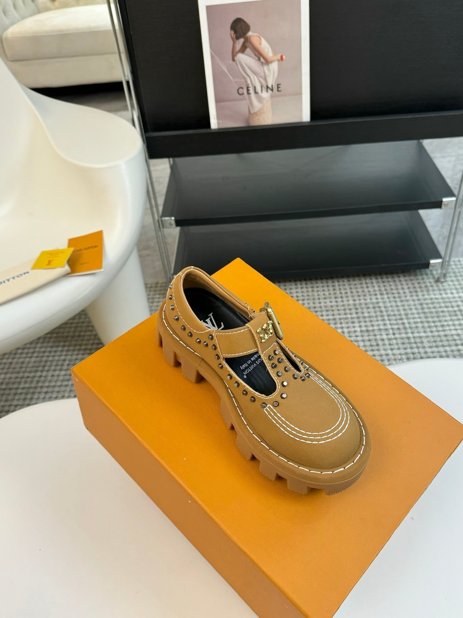 LOUIS VUITTON LV CHECKER MARY JANE IN PEANUT BROWN CALFSKIN