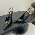 LOUIS VUITTON BABYLONE BRETEUIL SLINGBACK 85 MM PUMPS IN BLACK SMOOTH LEATHER