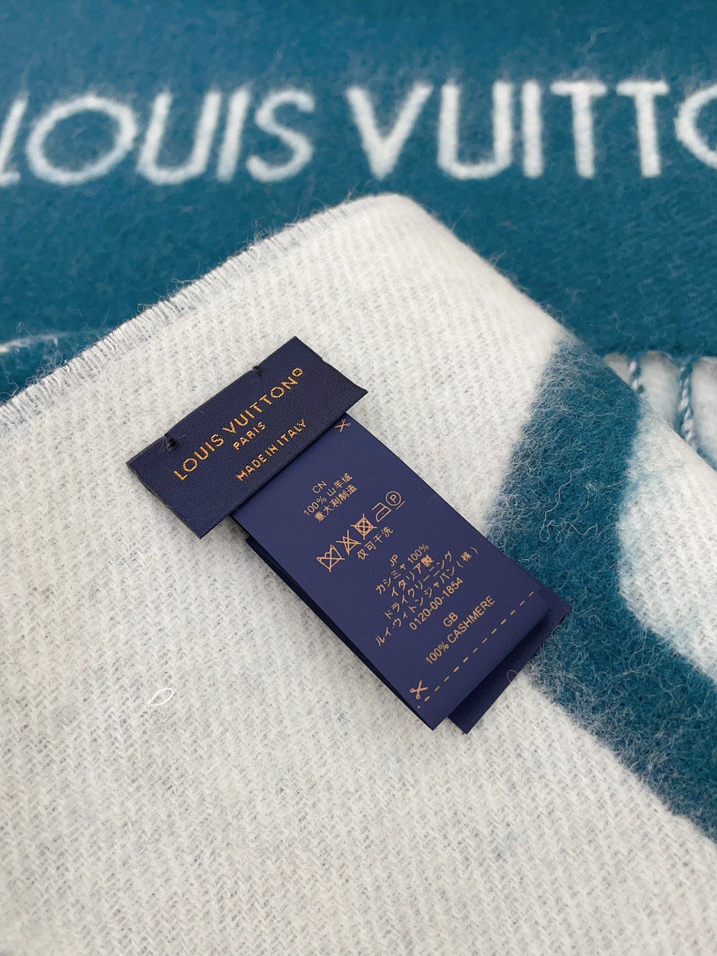 LOUIS VUITTON SMASH SCARF 210 CM IN ELECTRIC BLUE WOOL 390964