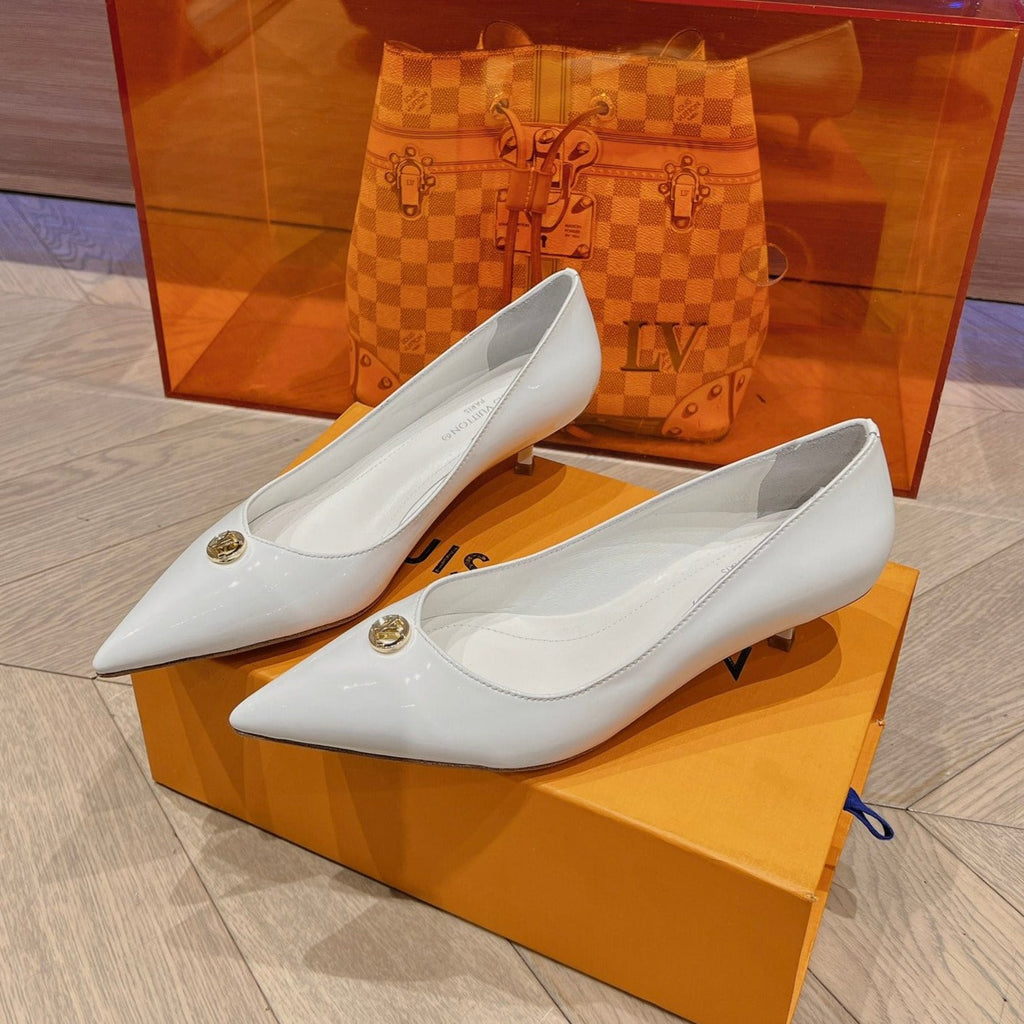 LOUIS VUITTON LV SINGLE LOW HEEL PUMP WHITE