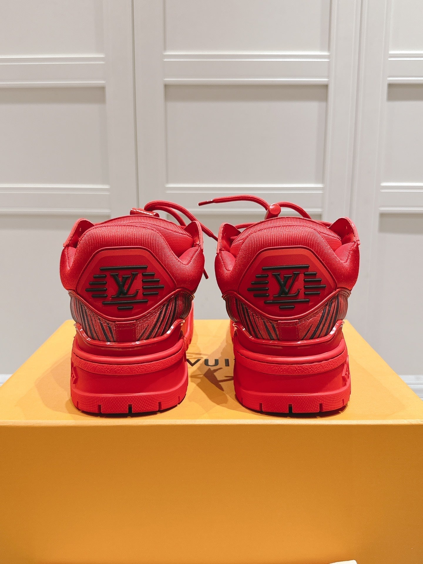 LOUIS VUITTON LV TRAINER MAXI LV X PARK SEO-BO IN RUBY RED CALFSKIN