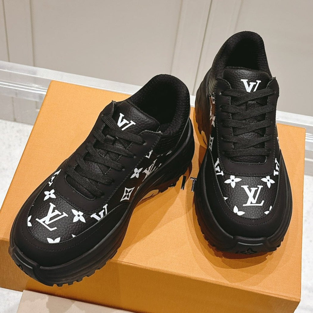 LOUIS VUITTON RUN AWAY SNEAKER IN BLACK MIX WHITE CALFSKIN