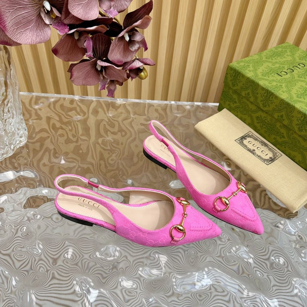 GUCCI WOMEN'S SLIDE SANDAL WITH CROSS BRIGHT PINK CANVAS