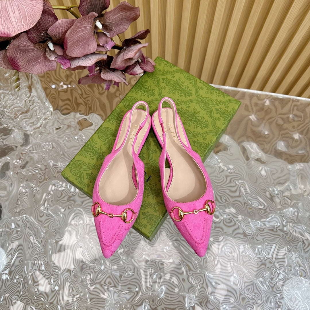 GUCCI WOMEN'S SLIDE SANDAL WITH CROSS BRIGHT PINK CANVAS