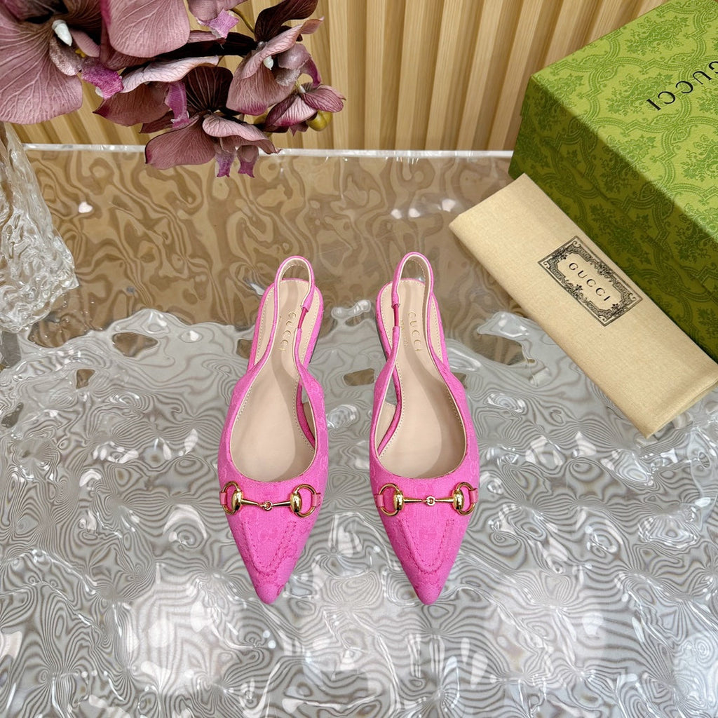 GUCCI WOMEN'S SLIDE SANDAL WITH CROSS BRIGHT PINK CANVAS