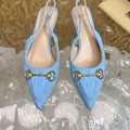 GUCCI WOMEN'S HORSEBIT SLINGBACK PUMP SKY CANVAS