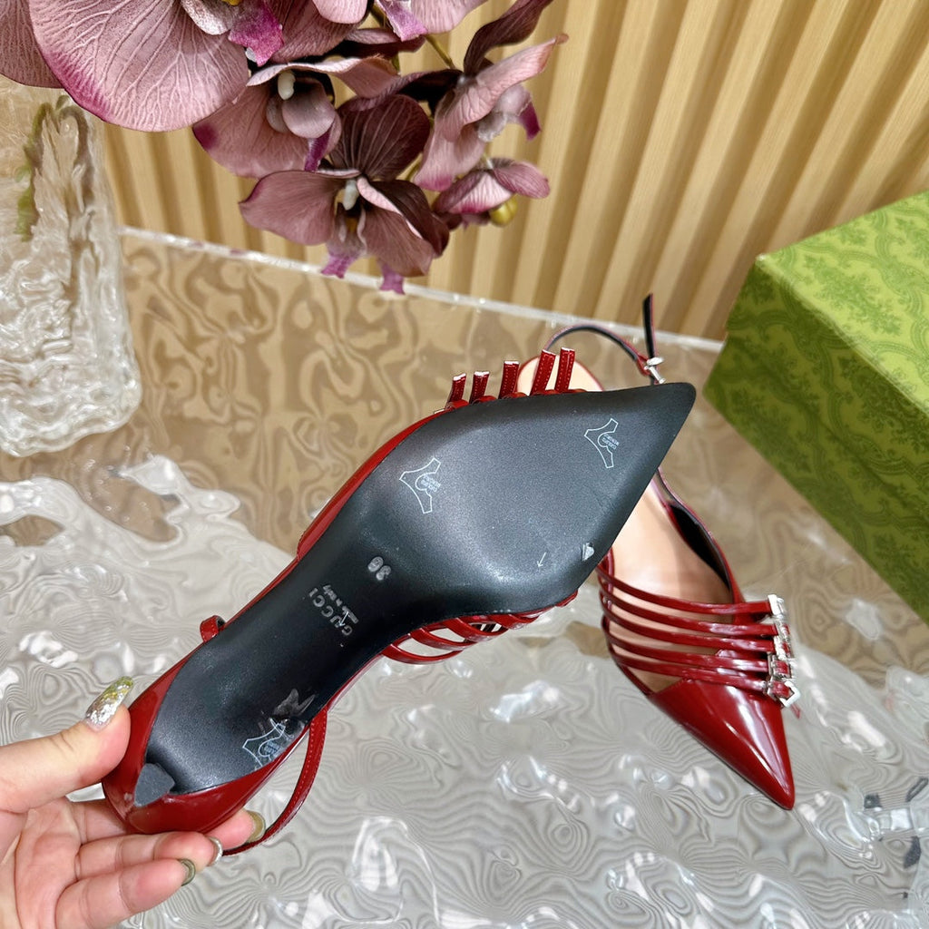GUCCI SLINGBACK PUMP 6 CM IN BLOOD RED GLOSSY CALFSKIN