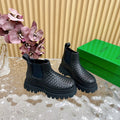 BOTTEGA VENETA FIREMAN ANKLE BOOT IN BLACK CALFSKIN WITH WOVEN DESIGN