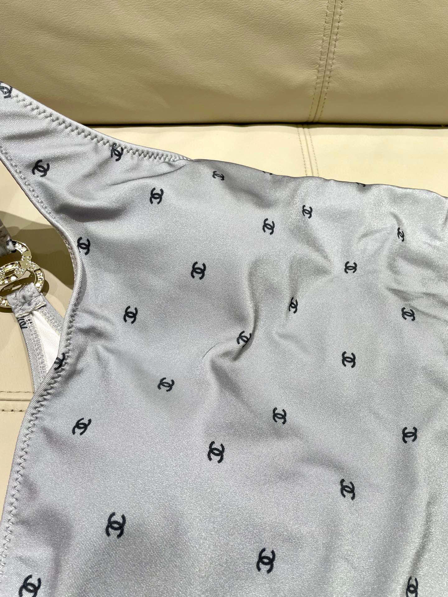 CHANEL BIKINI SWIMSUIT SET IN GREY AND BLACK 593032