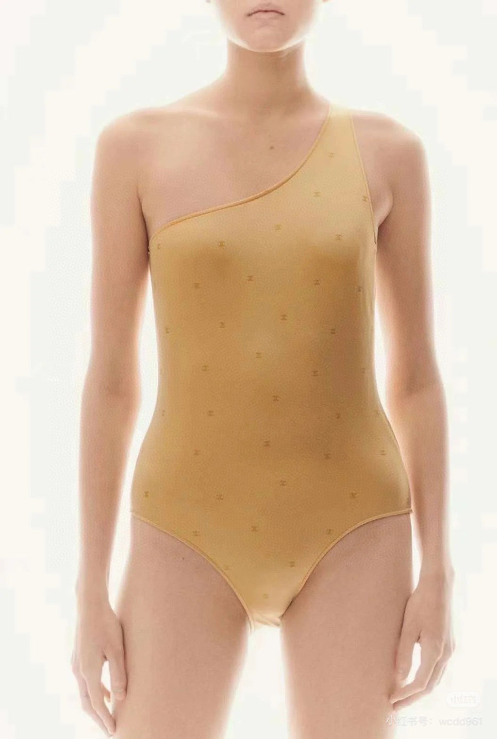 CHANEL BIKINI SWIMSUIT SET IN YELLOW AND GREEN LOGO 593033